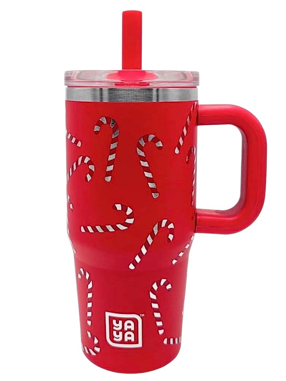 YAYA New Red Christmas Travel Tumbler 12oz 3+  Reusable Straw Spill-Safe Lid